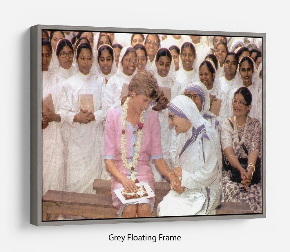Princes Diana with Mother Theresa in Calcutta India Floating Frame Canvas
