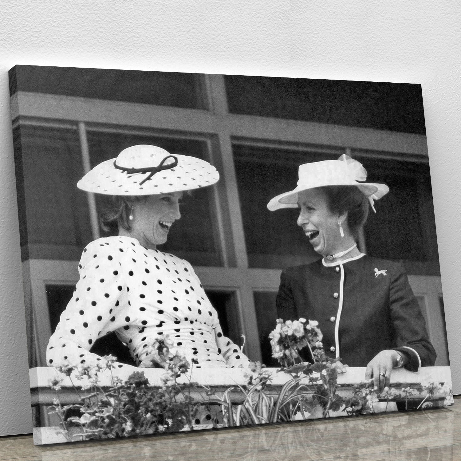 Princess Diana and Princess Anne sharing a laugh at the races Canvas Print or Poster - Canvas Art Rocks - 1
