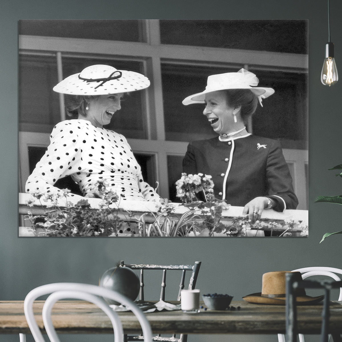 Princess Diana and Princess Anne sharing a laugh at the races Canvas Print or Poster - Canvas Art Rocks - 3