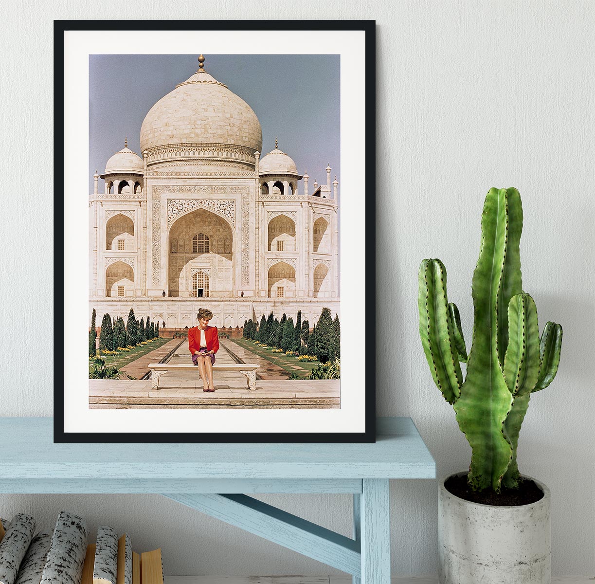 Princess Diana at the Taj Mahal in India Framed Print - Canvas Art Rocks - 1