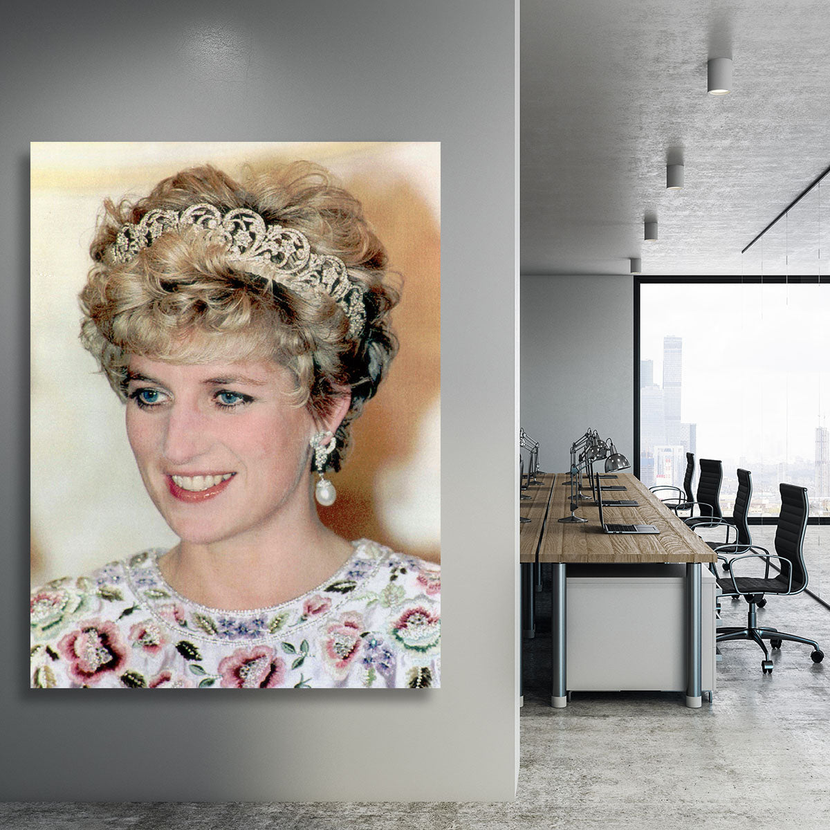 Princess Diana in a tiara at a dinner in Seoul South Korea Canvas Print or Poster - Canvas Art Rocks - 3