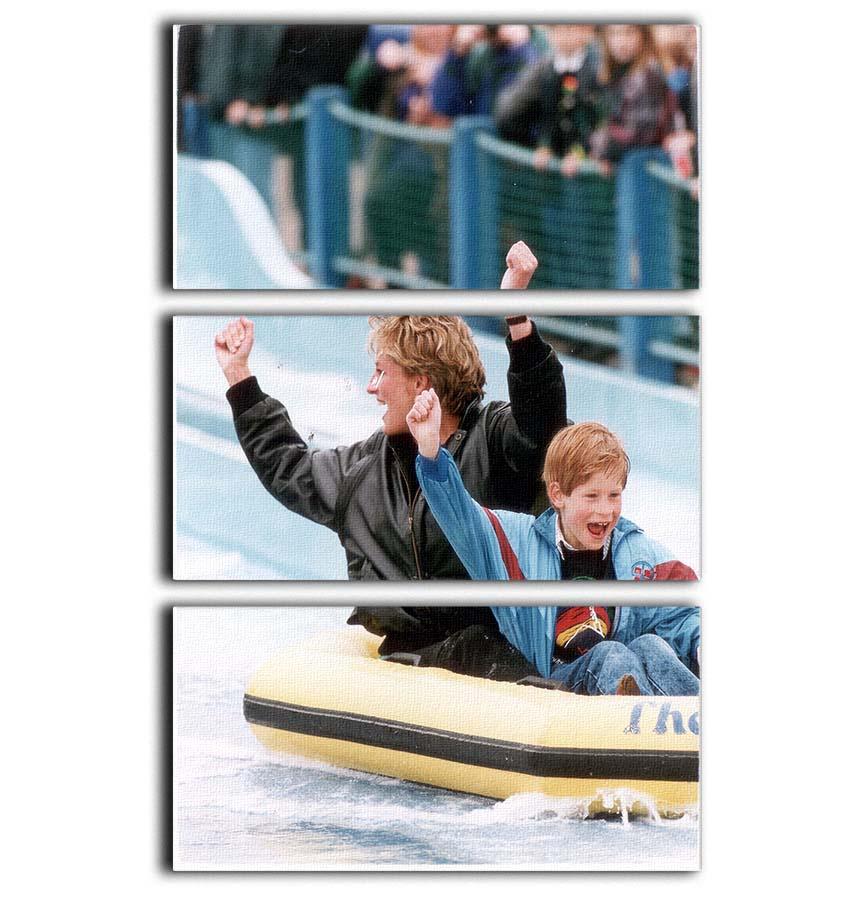 Princess Diana with Prince Harry on a water ride 3 Split Panel Canvas Print - Canvas Art Rocks - 1