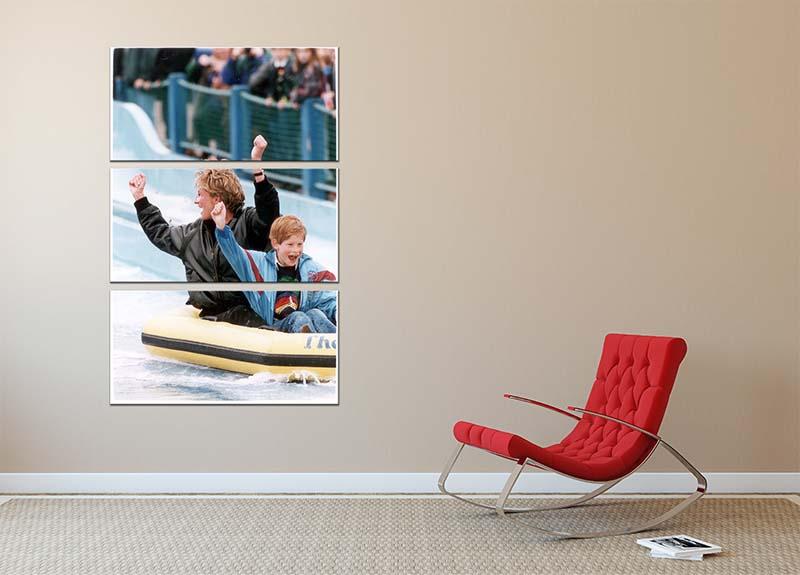 Princess Diana with Prince Harry on a water ride 3 Split Panel Canvas Print - Canvas Art Rocks - 2