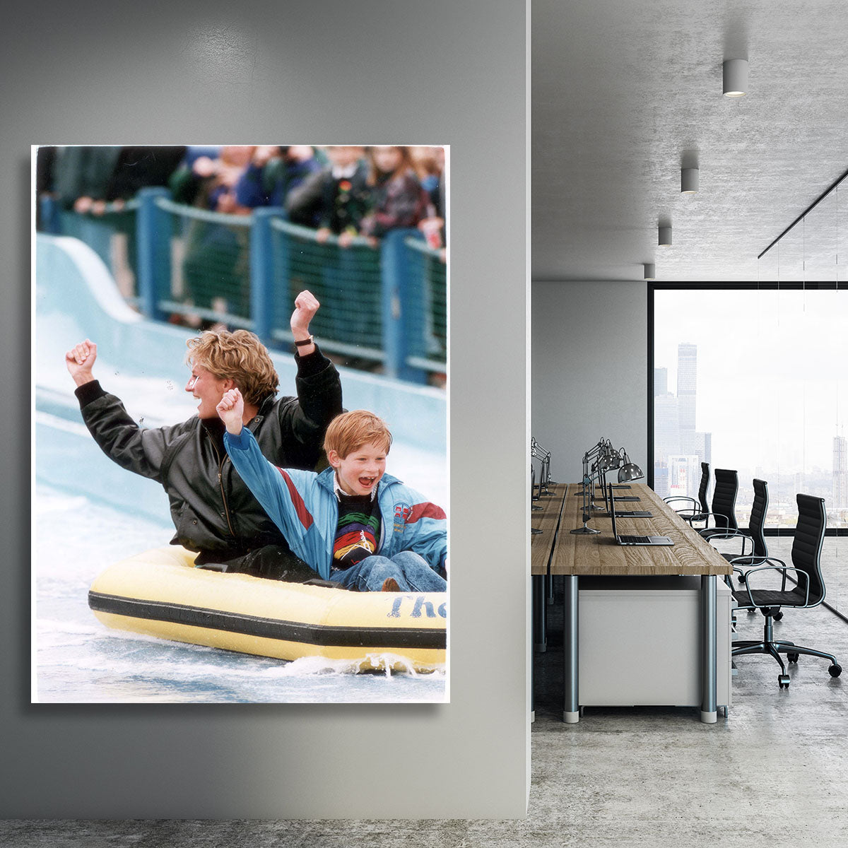 Princess Diana with Prince Harry on a water ride Canvas Print or Poster - Canvas Art Rocks - 3