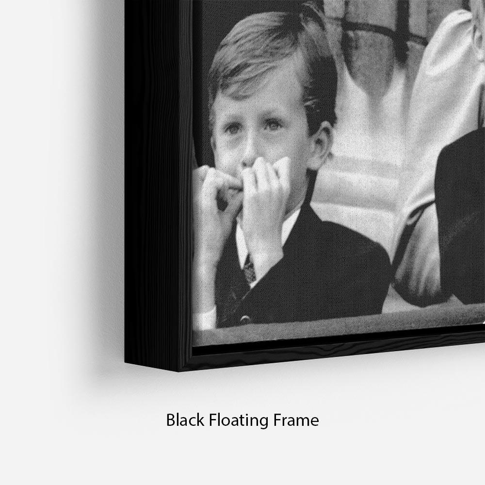 Princess Diana with Prince Harry watching Trooping the Colour Floating Frame Canvas