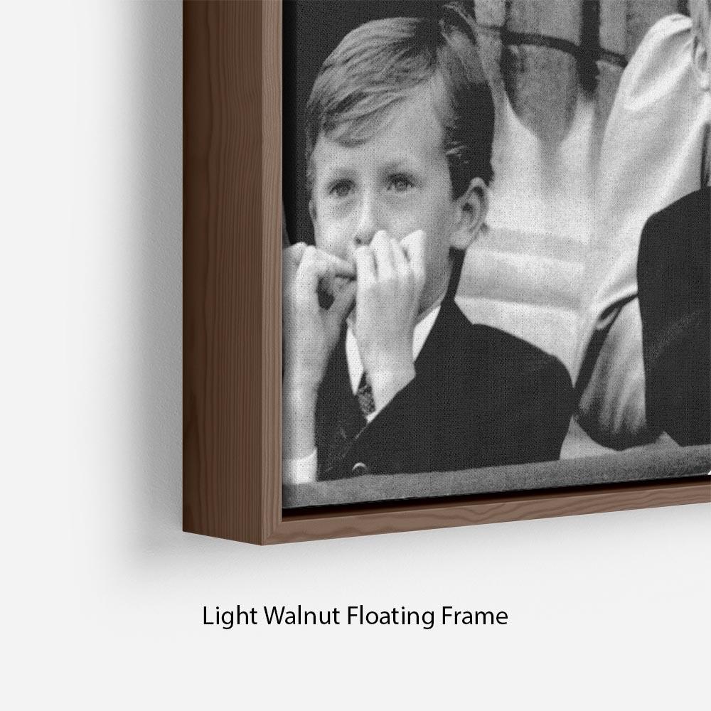 Princess Diana with Prince Harry watching Trooping the Colour Floating Frame Canvas