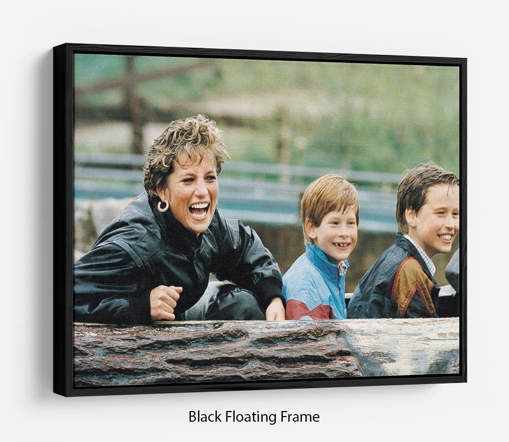 Princess Diana with Prince William and Prince Harry on ride Floating Frame Canvas