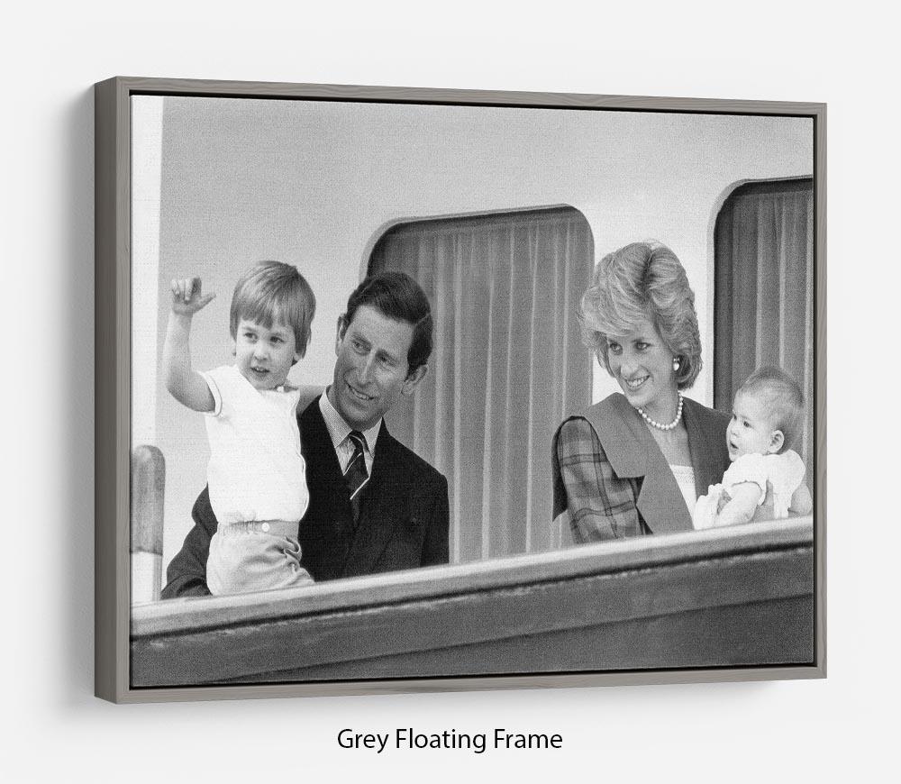 Princess Diana with family aboard the Royal Yacht Britannia Floating Frame Canvas