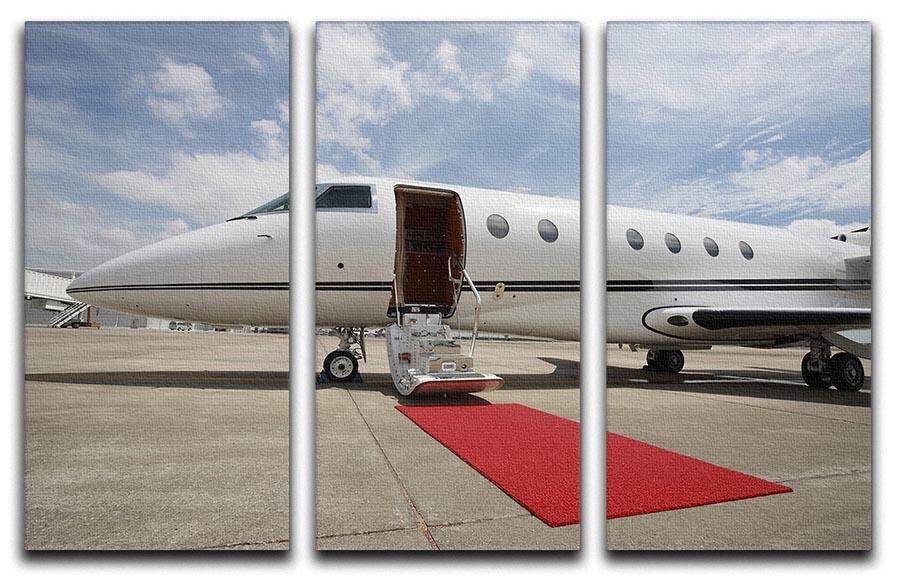Private airplane with red carpet 3 Split Panel Canvas Print - Canvas Art Rocks - 1