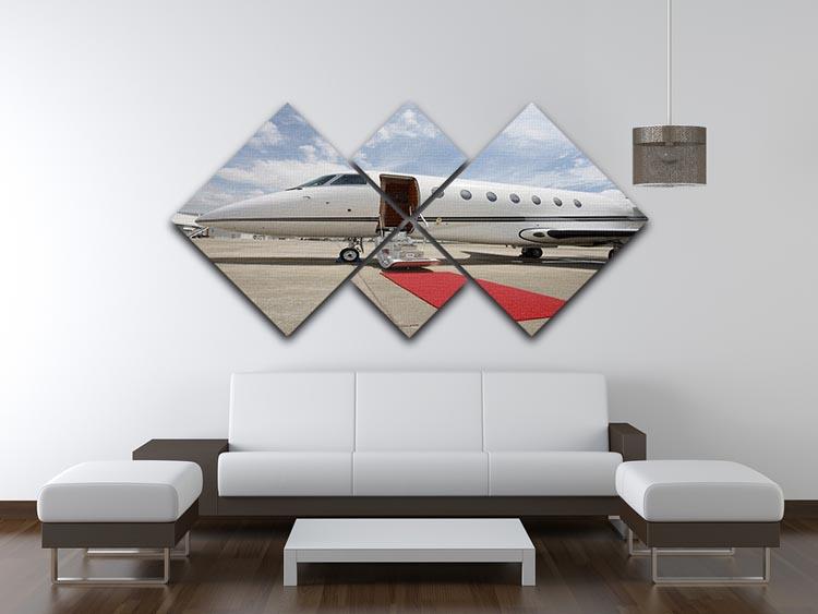 Private airplane with red carpet 4 Square Multi Panel Canvas  - Canvas Art Rocks - 3