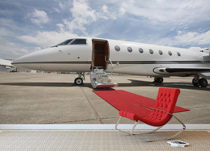 Private airplane with red carpet Wall Mural Wallpaper - Canvas Art Rocks - 2