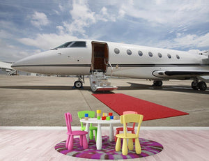 Private airplane with red carpet Wall Mural Wallpaper - Canvas Art Rocks - 3