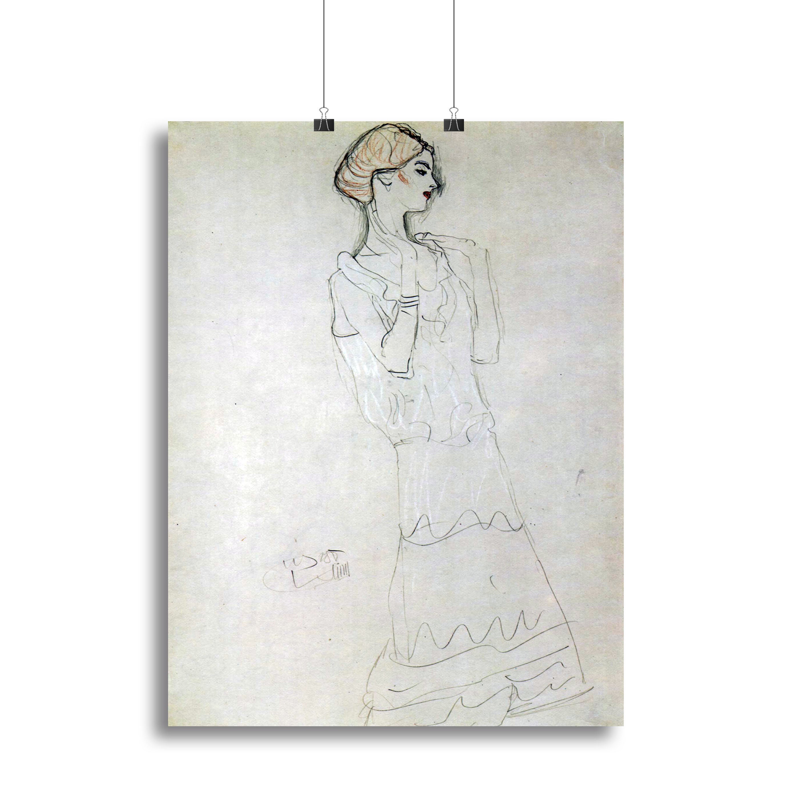Profile standing female figure with raised arms by Klimt Canvas Print or Poster - Canvas Art Rocks - 2