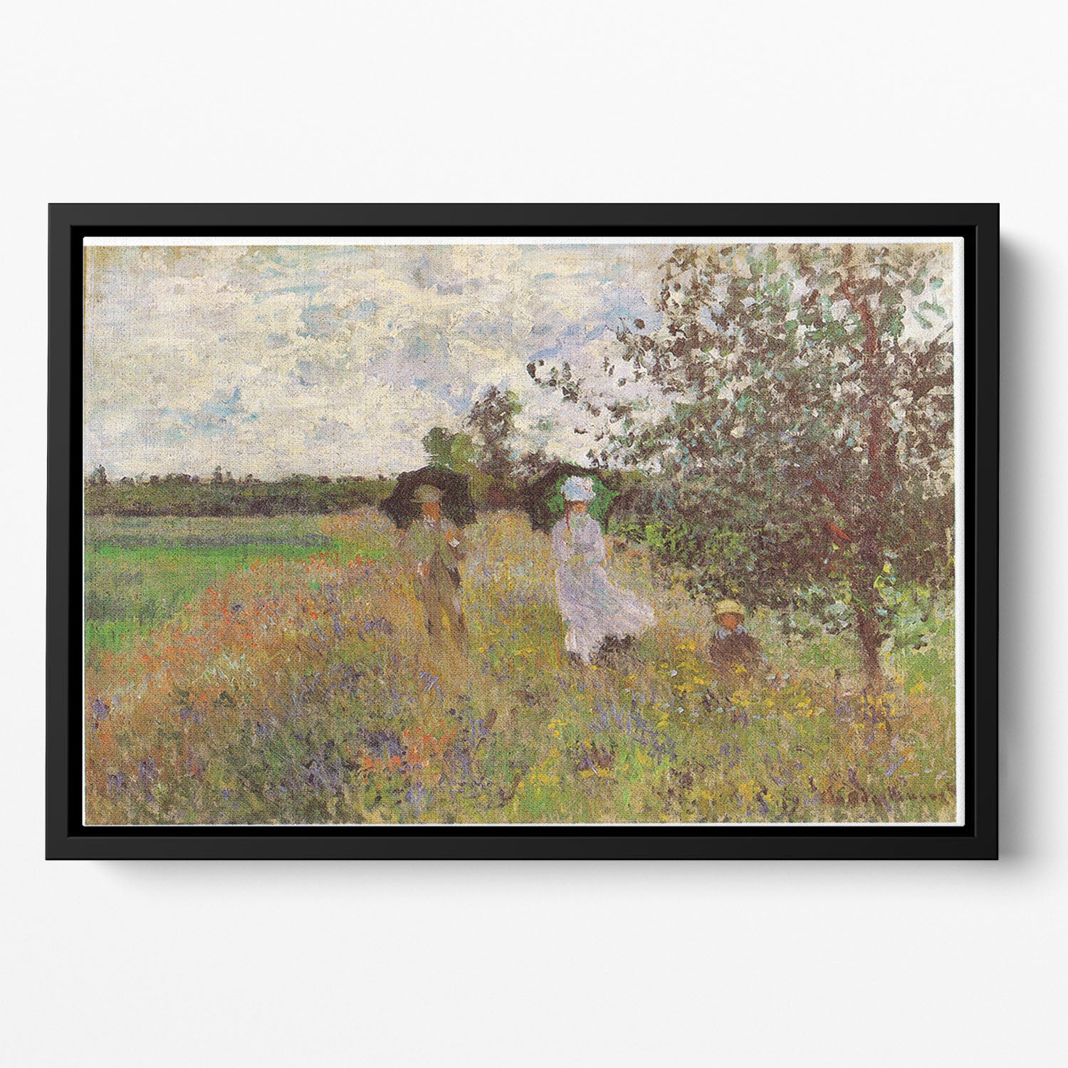Promenade a Argenteuil 1875 by Monet Floating Framed Canvas