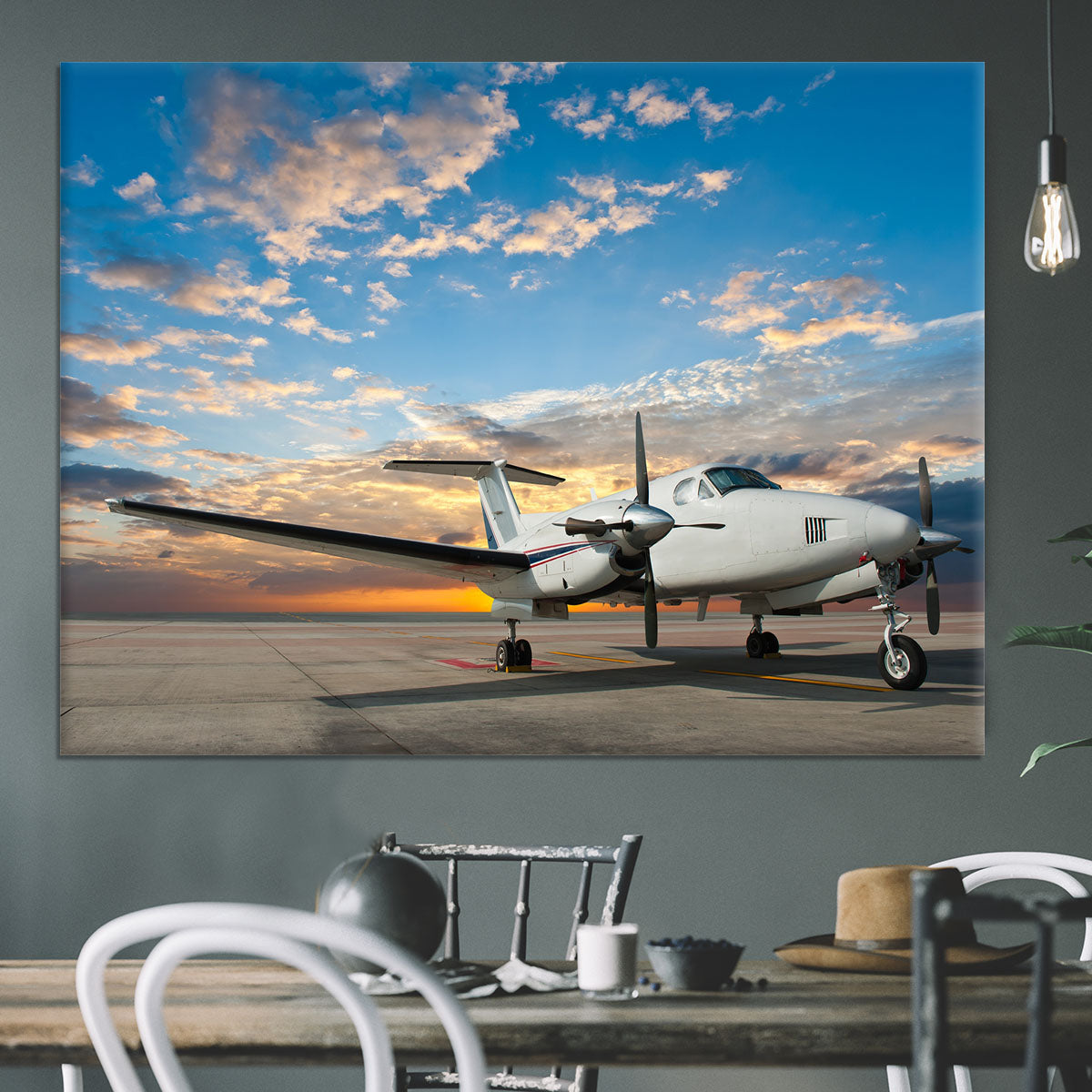 Propeller plane parking at the airport Canvas Print or Poster - Canvas Art Rocks - 3