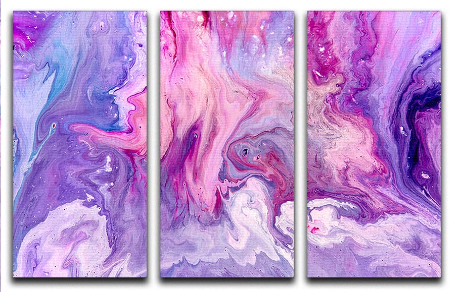 Purple Abstract Marble 3 Split Panel Canvas Print - Canvas Art Rocks - 1