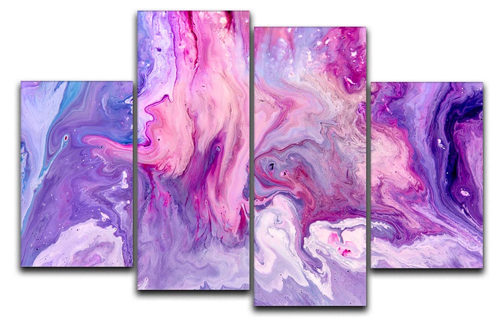 Purple Abstract Marble 4 Split Panel Canvas - Canvas Art Rocks - 1