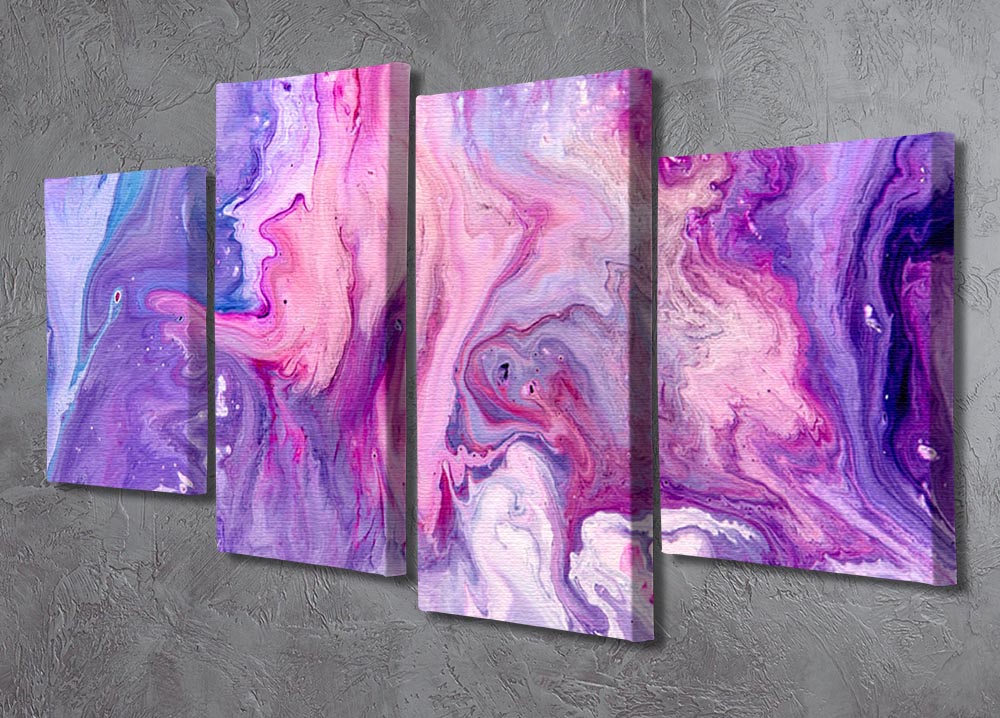 Purple Abstract Marble 4 Split Panel Canvas - Canvas Art Rocks - 2