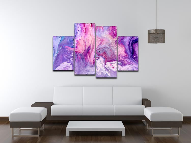 Purple Abstract Marble 4 Split Panel Canvas - Canvas Art Rocks - 3