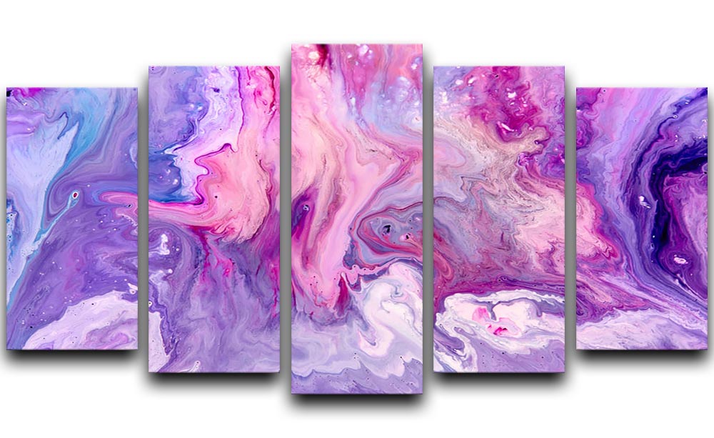 Purple Abstract Marble 5 Split Panel Canvas - Canvas Art Rocks - 1