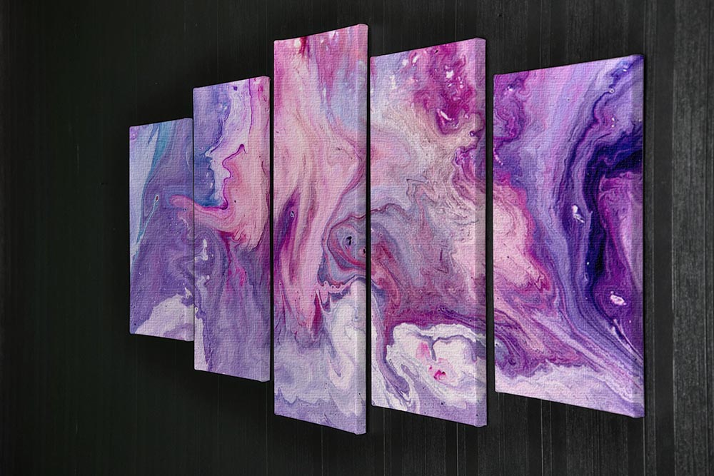 Purple Abstract Marble 5 Split Panel Canvas - Canvas Art Rocks - 2