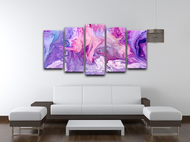 Purple Abstract Marble 5 Split Panel Canvas - Canvas Art Rocks - 3