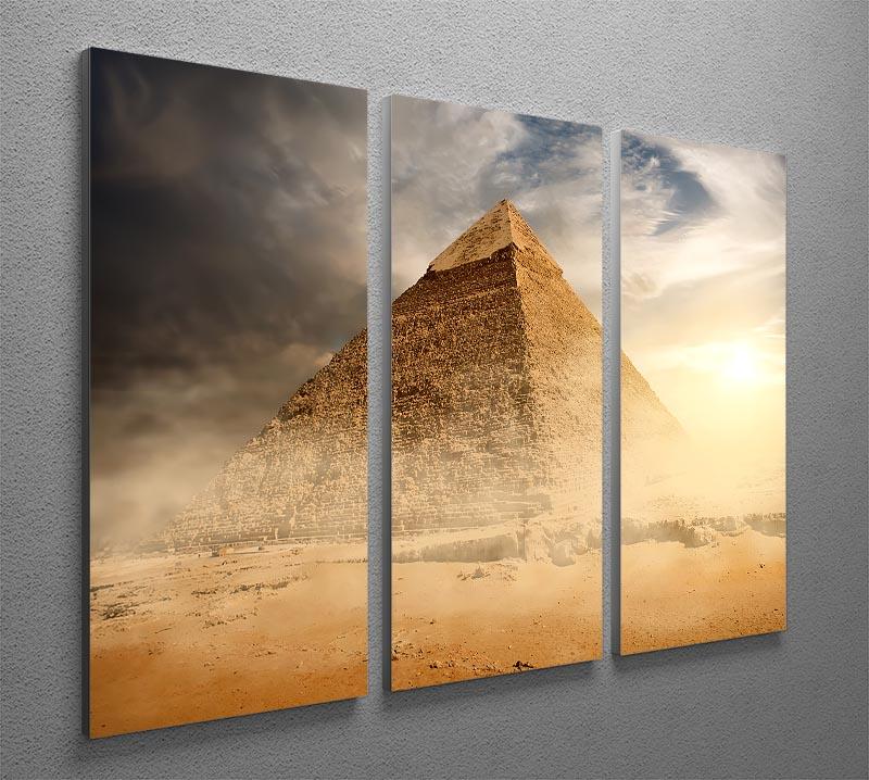Pyramid in sand dust under clouds 3 Split Panel Canvas Print - Canvas Art Rocks - 2