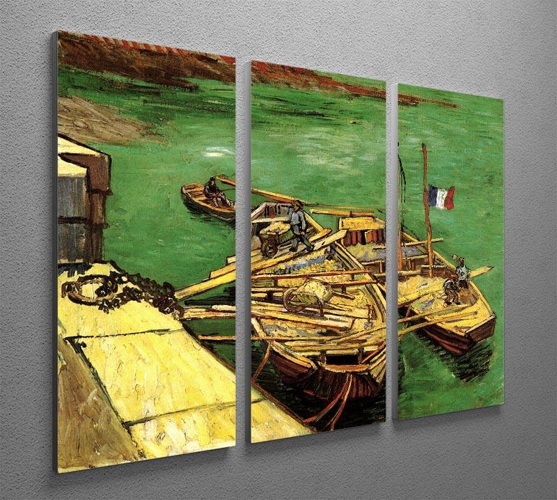 Quay with Men Unloading Sand Barges by Van Gogh 3 Split Panel Canvas Print - Canvas Art Rocks - 4
