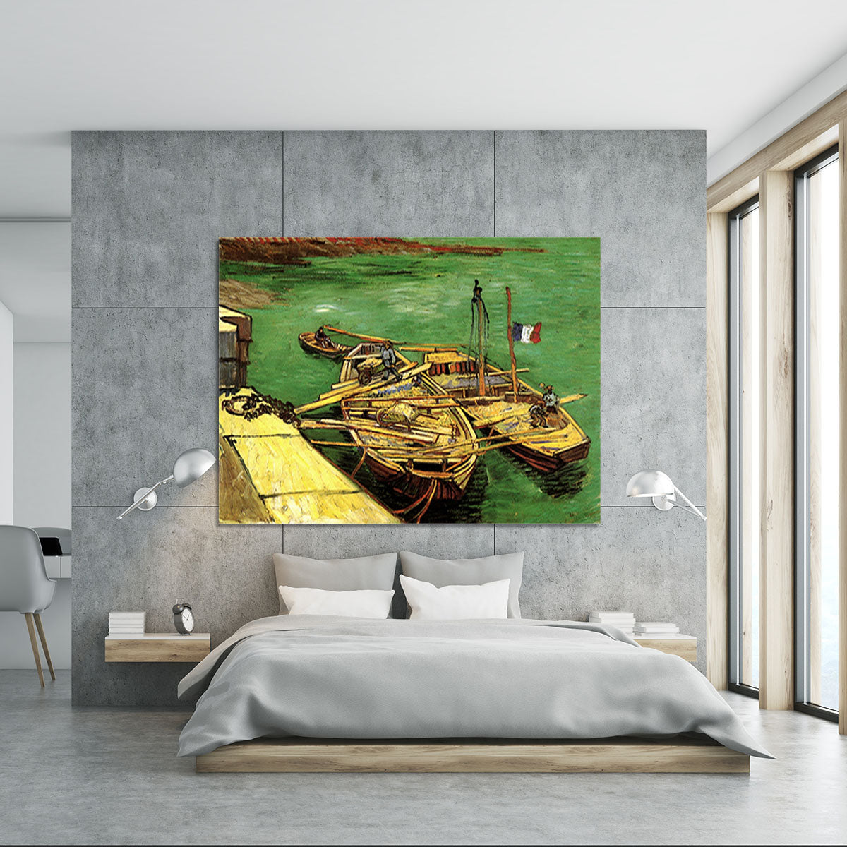Quay with Men Unloading Sand Barges by Van Gogh Canvas Print or Poster - Canvas Art Rocks - 5