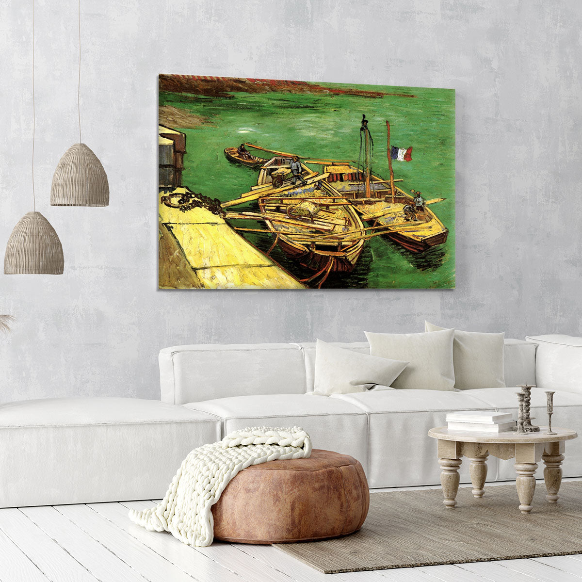 Quay with Men Unloading Sand Barges by Van Gogh Canvas Print or Poster - Canvas Art Rocks - 6