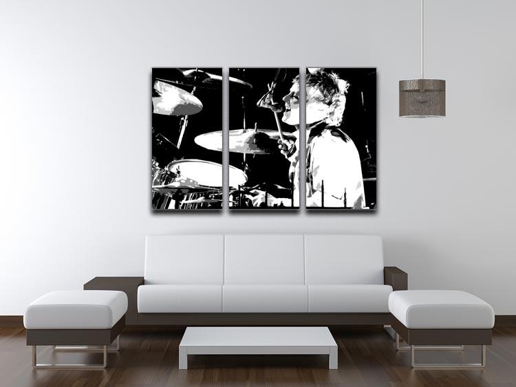 Queen Drummer Roger Taylor Pop Art 3 Split Panel Canvas Print - Canvas Art Rocks - 3