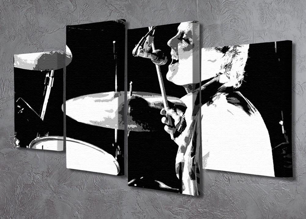 Queen Drummer Roger Taylor Pop Art 4 Split Panel Canvas - Canvas Art Rocks - 2