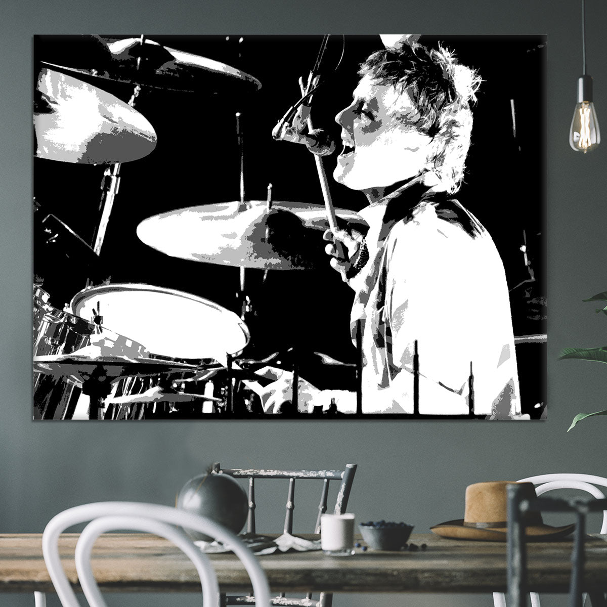 Queen Drummer Roger Taylor Pop Art Canvas Print or Poster - Canvas Art Rocks - 3