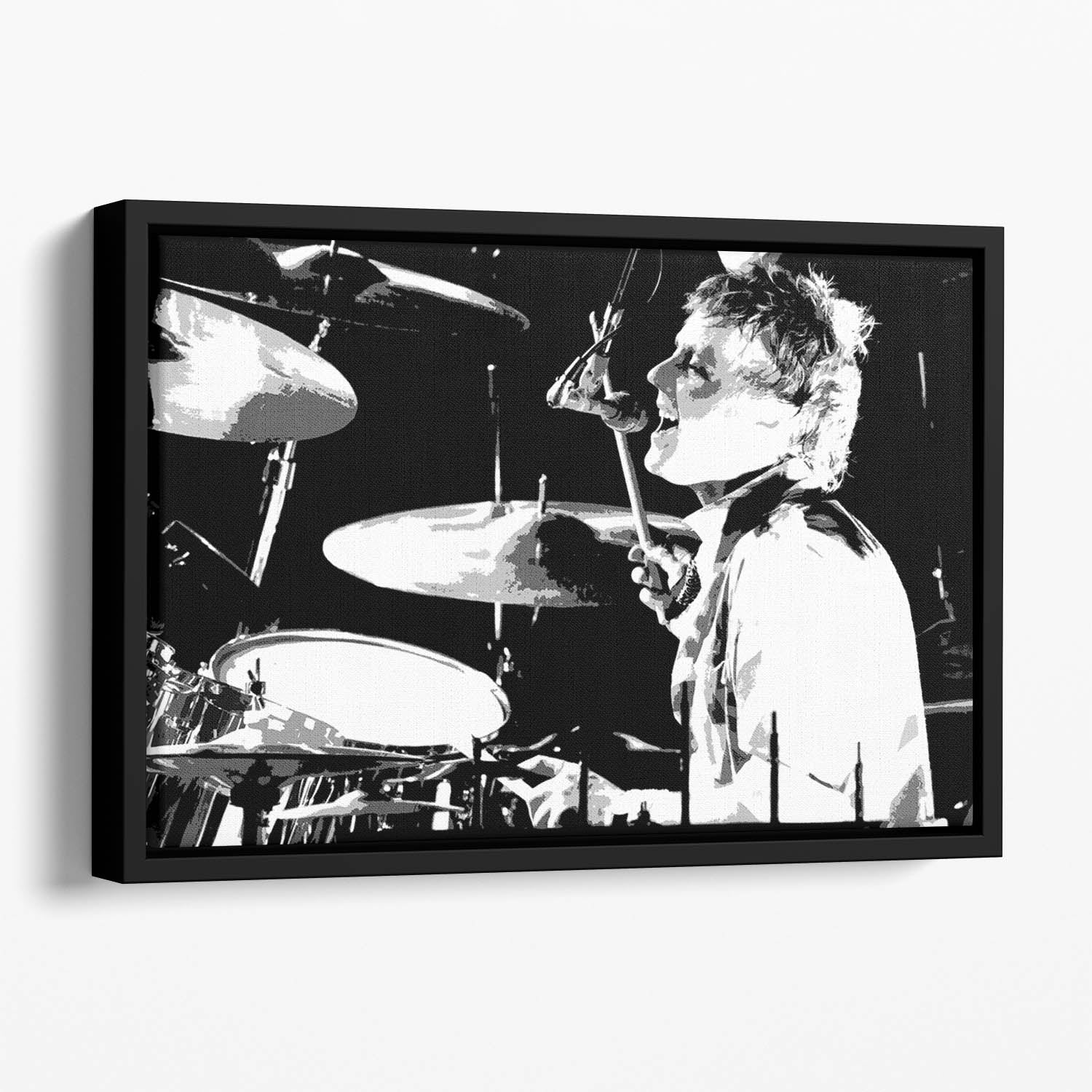 Queen Drummer Roger Taylor Pop Art Floating Framed Canvas
