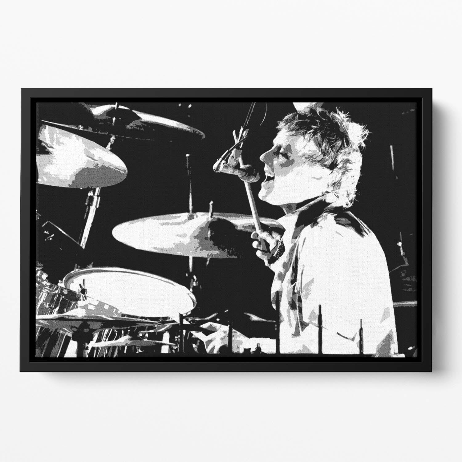 Queen Drummer Roger Taylor Pop Art Floating Framed Canvas