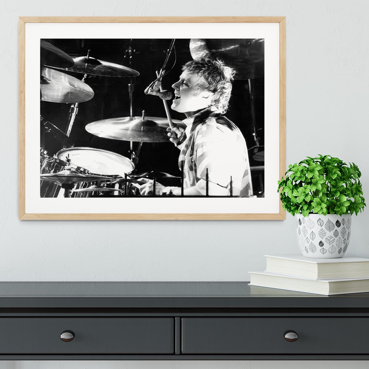 Queen Drummer Roger Taylor on stage Framed Print - Canvas Art Rocks - 3