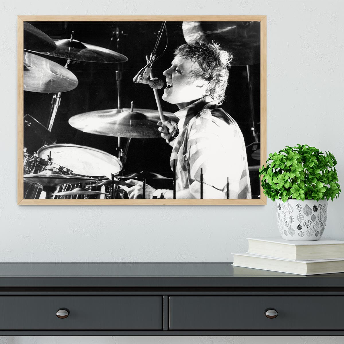 Queen Drummer Roger Taylor on stage Framed Print - Canvas Art Rocks - 4