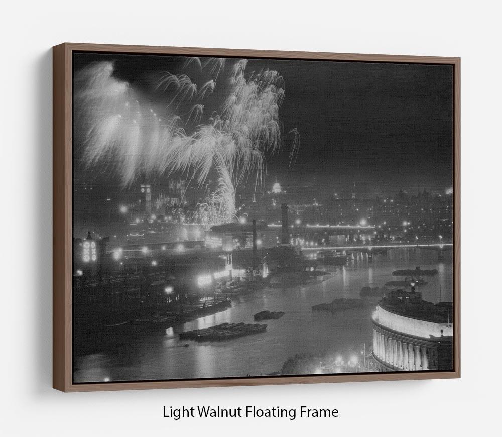 Queen Elizabeth II Coronation evening fireworks on the Thames Floating Frame Canvas