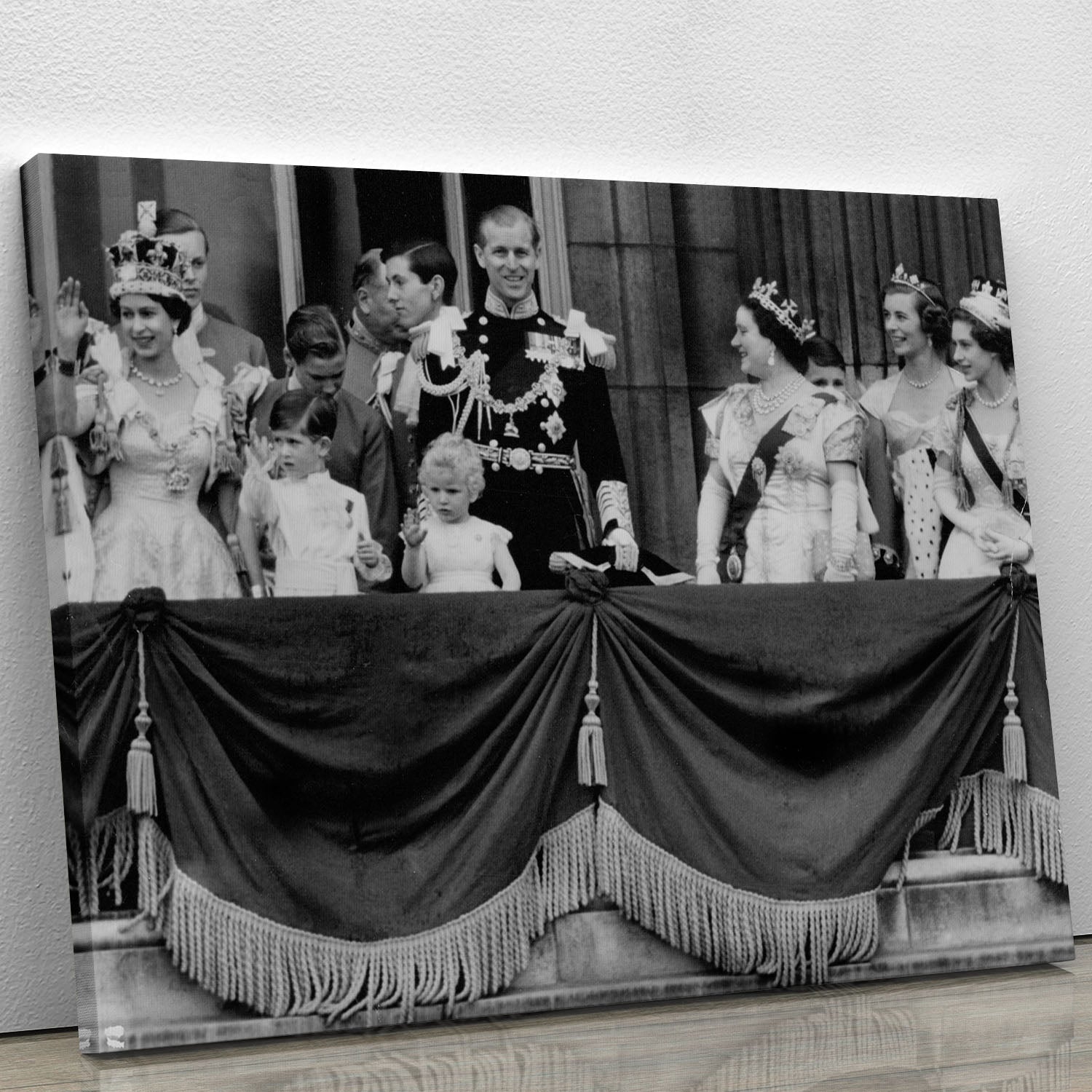 Queen Elizabeth II Coronation group appearance on balcony Canvas Print or Poster - Canvas Art Rocks - 1