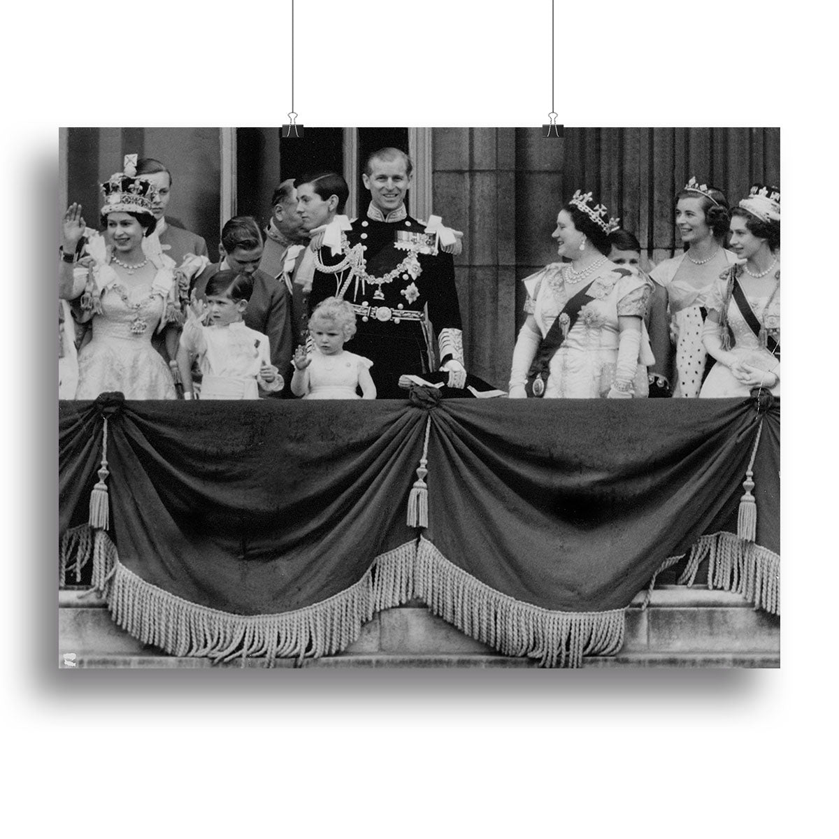 Queen Elizabeth II Coronation group appearance on balcony Canvas Print or Poster - Canvas Art Rocks - 2