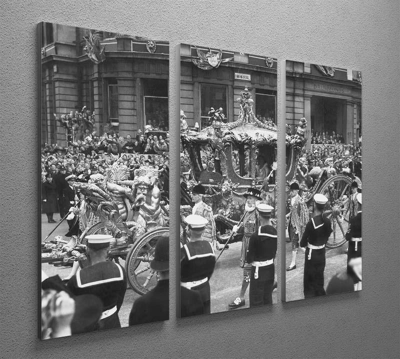 Queen Elizabeth II Coronation procession at Charing Cross 3 Split Panel Canvas Print - Canvas Art Rocks - 2