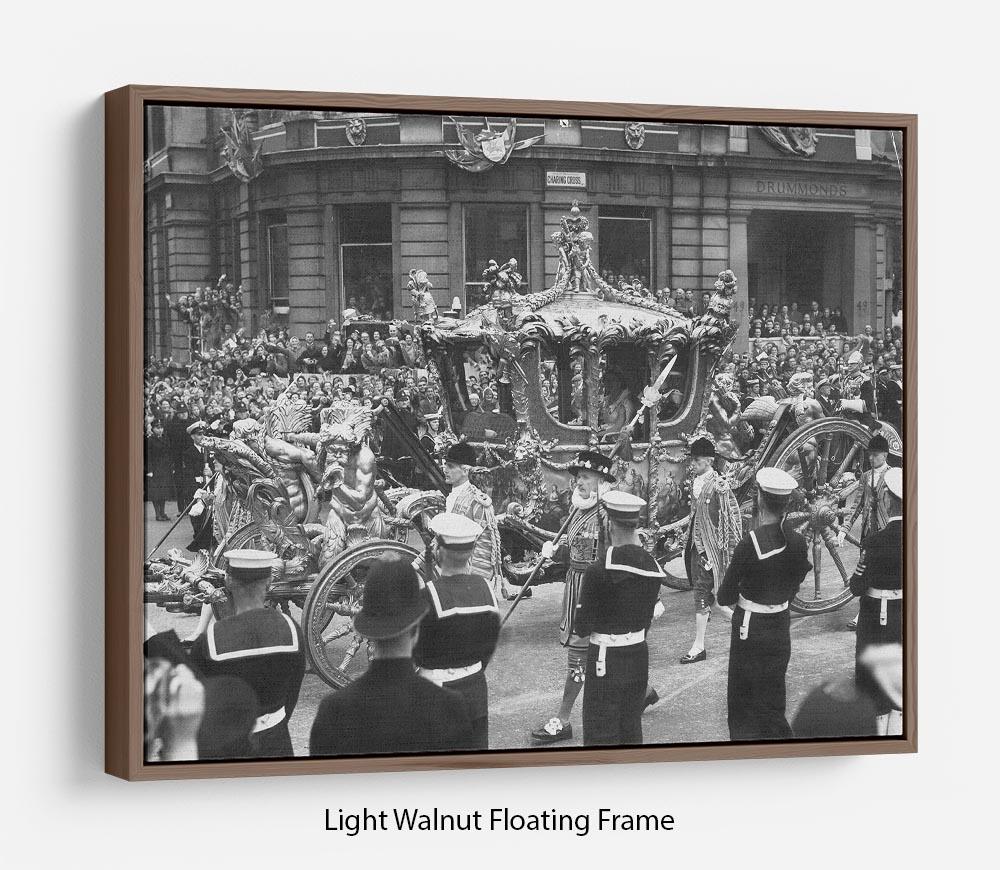 Queen Elizabeth II Coronation procession at Charing Cross Floating Frame Canvas