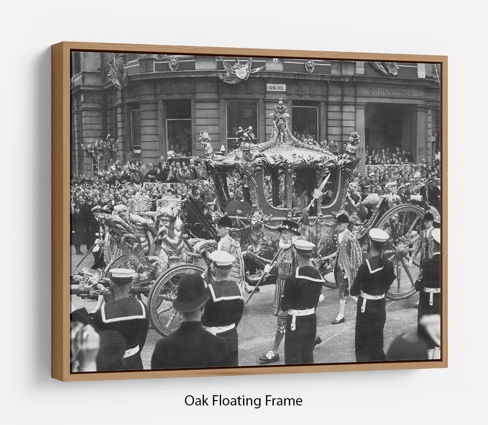Queen Elizabeth II Coronation procession at Charing Cross Floating Frame Canvas