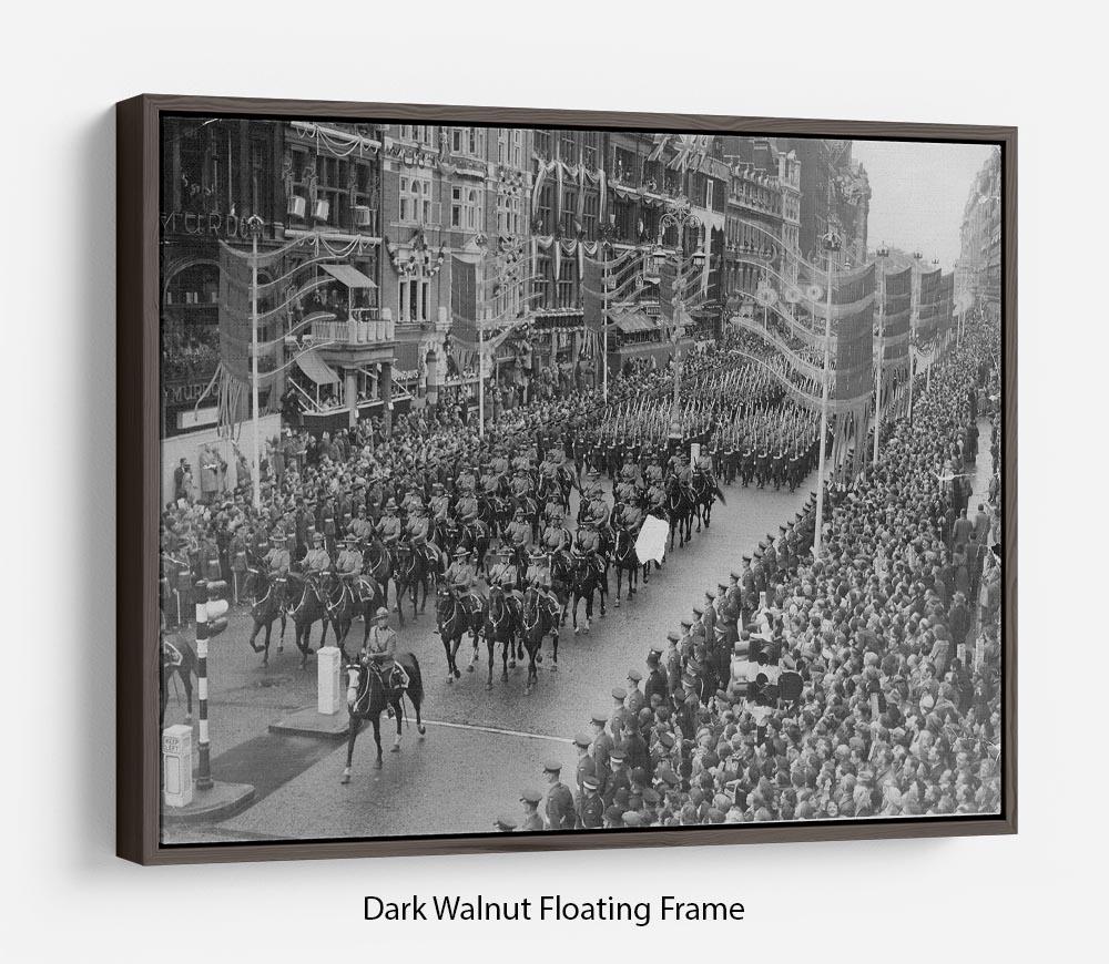 Queen Elizabeth II Coronation procession in front of Selfridges Floating Frame Canvas