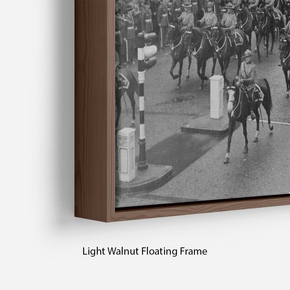Queen Elizabeth II Coronation procession in front of Selfridges Floating Frame Canvas