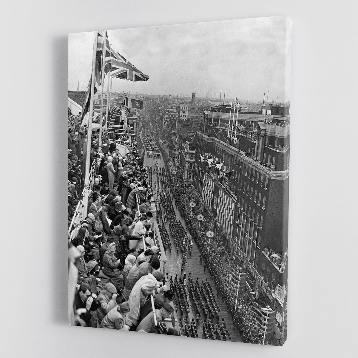 Queen Elizabeth II Coronation procession pass on Oxford Street Canvas Print or Poster - Canvas Art Rocks - 1