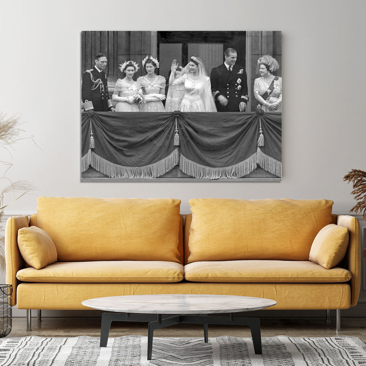Queen Elizabeth II Wedding family group on balcony Canvas Print or Poster - Canvas Art Rocks - 4
