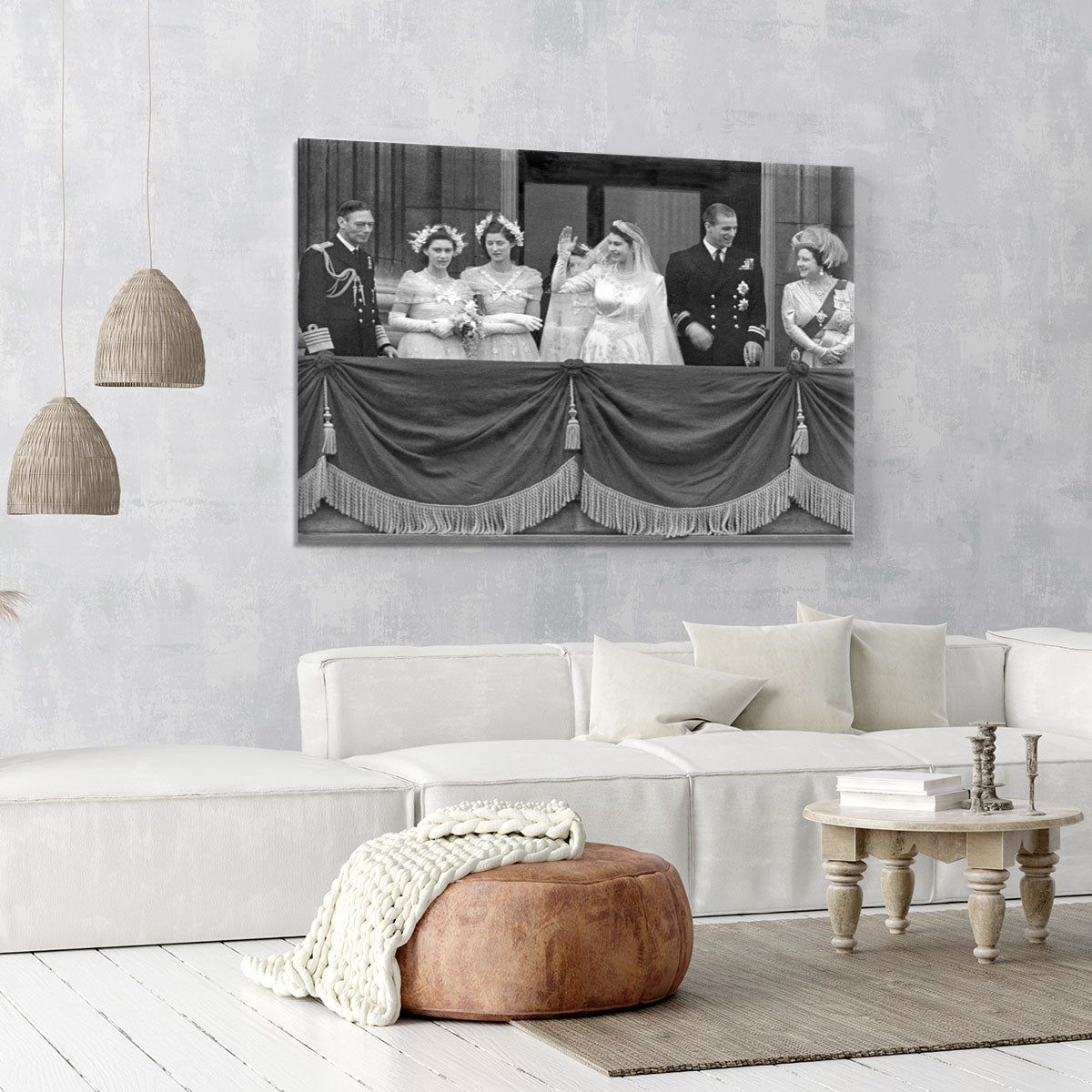 Queen Elizabeth II Wedding family group on balcony Canvas Print or Poster - Canvas Art Rocks - 6