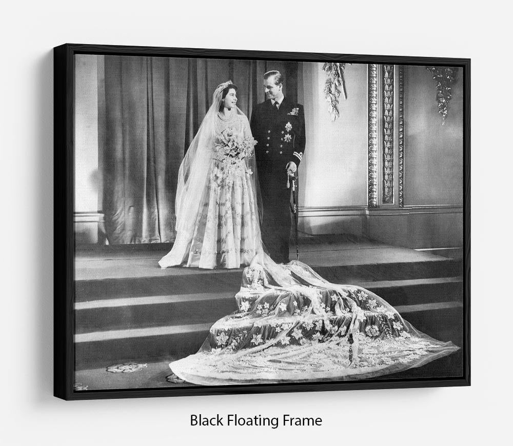 Queen Elizabeth II Wedding portrait of the couple at the palace Floating Frame Canvas