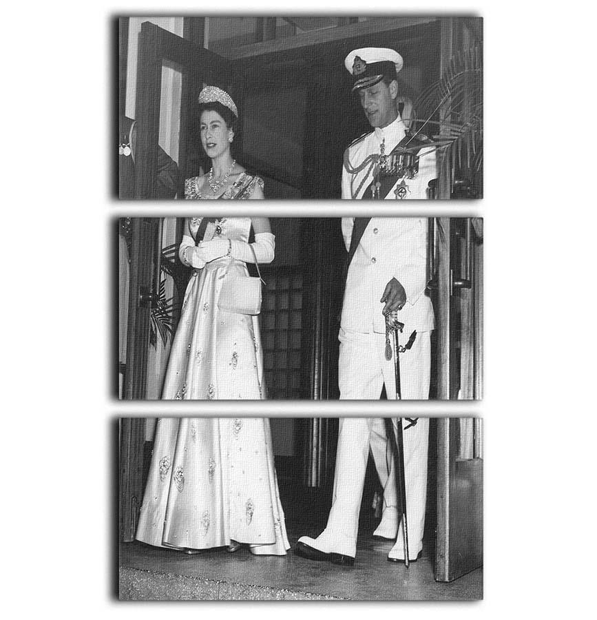 Queen Elizabeth II and Prince Philip during a tour of Nigeria 3 Split Panel Canvas Print - Canvas Art Rocks - 1
